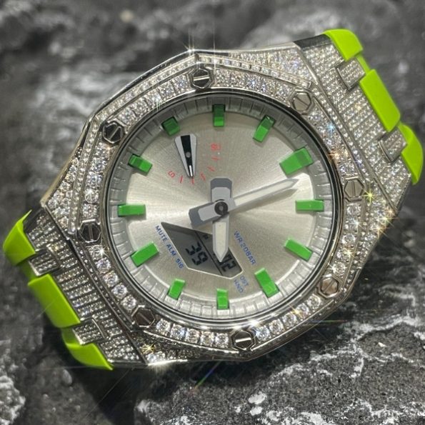 Ga2100 Full Diamond Green Watch