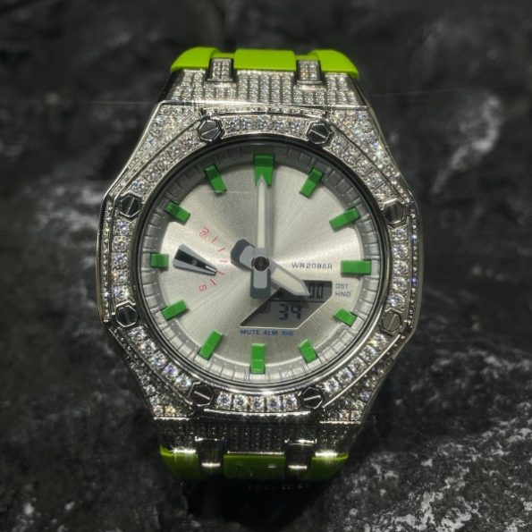 Ga2100 Full Diamond Green Watch