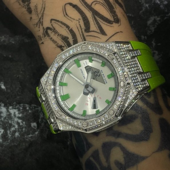 Ga2100 Full Diamond Green Watch
