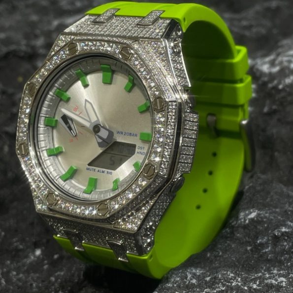 Ga2100 Full Diamond Green Watch