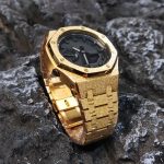 Ga 2100 Black And Gold Glitter Stainless Steel Strap Watch
