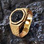 Ga 2100 Black And Gold Glitter Stainless Steel Strap Watch