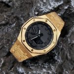 Ga 2100 Black And Gold Glitter Stainless Steel Strap Watch