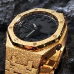 Ga 2100 Black And Gold Glitter Stainless Steel Strap Watch