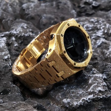 Ga 2100 Black And Gold Glitter Stainless Steel Strap Watch