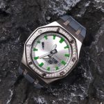 Ga 2100 Diamond Case Silver Dial Grey Rubber Strap Watch