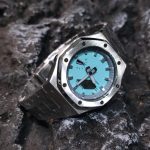 Ga 2100 Polish Silver Stainless Steel Watch With Tiffany Blue Dial