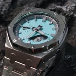Ga 2100 Polish Silver Stainless Steel Watch With Tiffany Blue Dial