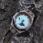 Ga 2100 Silver Bezel Steel Strap With Embossed Tiffany Blue Dial Watch