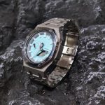 Ga 2100 Silver Bezel Steel Strap With Embossed Tiffany Blue Dial Watch