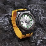 Ga 2100 Silver Case Dial With Green Scale Yellow Rubber Strap