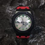 Ga 2100 Silver Dial With Green Scale Black Case Red Rubber Band