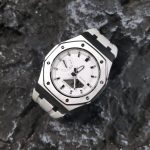 Ga 2100 Silver And White Rubber Strap Band Watch