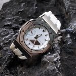 Ga 2100 Silver And White Rubber Strap Band Watch 