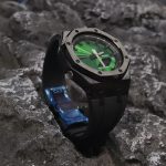 Ga2100 All Black Rubber Strap Watch With Emerald Dial