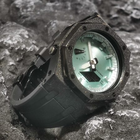 Ga2100 Black Bezel Mirror Tiffany Blue Dial Rubber Strap