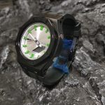 Ga2100 Black Case Silver Dial With Green Scale Rubber Strap Watch