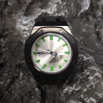 Ga2100 Black Case Silver Dial With Green Scale Rubber Strap Watch
