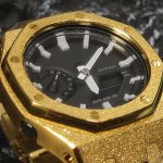Ga2100 Black Dial Gold Sparkle Bezel Steel Strap