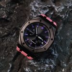 Ga2100 Black Dial Purple Scale Pink Rubber Strap Watch