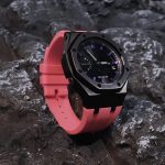 Ga2100 Black Dial Purple Scale Pink Rubber Strap Watch