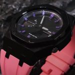 Ga2100 Black Dial Purple Scale Pink Rubber Strap Watch