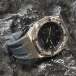 Ga2100 Black Dial With Purple Scale Grey Rubber Strap Watch 