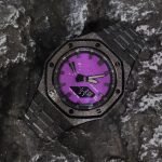 Ga2100 Black Glitter Bezel With Embossed Purple Dial Watch