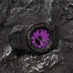 Ga2100 Black Glitter Bezel With Embossed Purple Dial Watch 