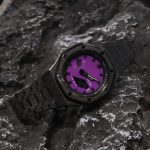 Ga2100 Black Glitter Bezel With Embossed Purple Dial Watch