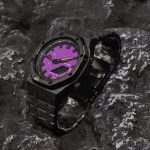Ga2100 Black Glitter Bezel With Embossed Purple Dial Watch