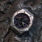 Ga2100 Black Mirror Dial Purple Scale Silver Case Watch