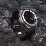 Ga2100 Black Mirror Dial Purple Scale Silver Case Watch