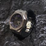 Ga2100 Black Mirror Dial Purple Scale Silver Case Watch