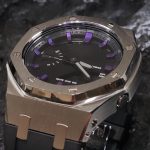 Ga2100 Black Mirror Dial Purple Scale Silver Case Watch