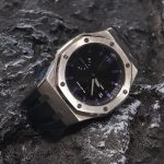 Ga2100 Black Mirror Dial Purple Scale Silver Case Watch