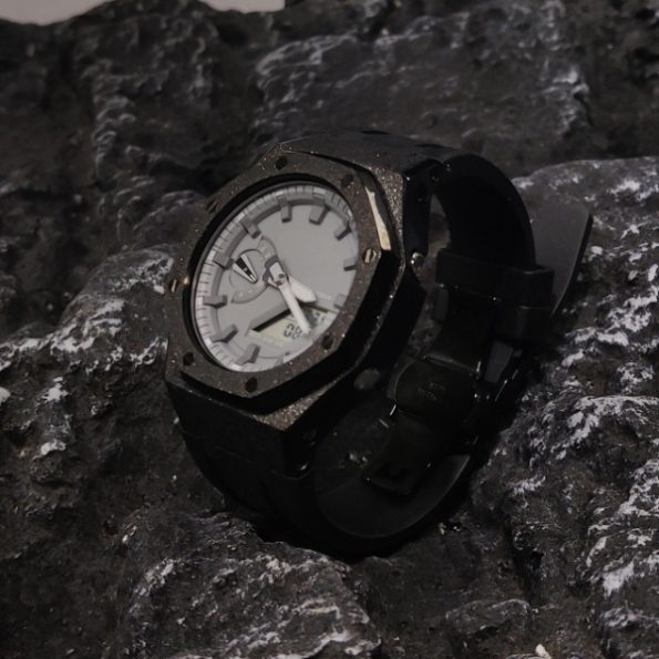 Ga2100 Black Sparkle Case Grey Dial Rubber Strap Watch