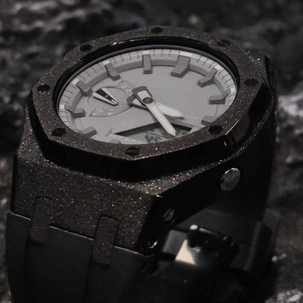 Ga2100 Black Sparkle Case Grey Dial Rubber Strap Watch