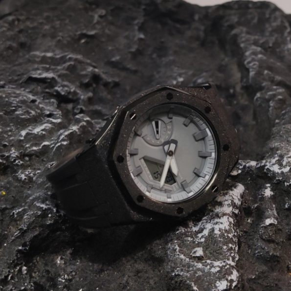 Ga2100 Black Sparkle Case Grey Dial Rubber Strap Watch