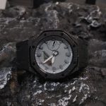 Ga2100 Black Sparkle Case Grey Dial Rubber Strap Watch 