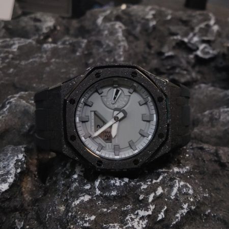 Ga2100 Black Sparkle Case Grey Dial Rubber Strap Watch 