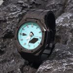 Ga2100 Black Sparkle Case Rubber Strap Tiffany Blue Dial Watch