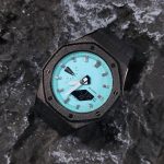 Ga2100 Black Sparkle Case Rubber Strap Tiffany Blue Dial Watch