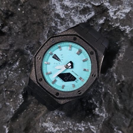 Ga2100 Black Sparkle Case Rubber Strap Tiffany Blue Dial Watch