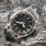 Ga2100 Black Dial Silver Scale Transparent Case Grey Rubber Strap