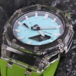 Ga2100 Blue Dial White Escale Lime Green Rubber Strap Watch