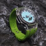 Ga2100 Blue Dial White Escale Lime Green Rubber Strap Watch