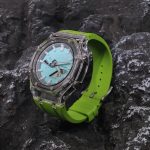 Ga2100 Blue Dial White Escale Lime Green Rubber Strap Watch