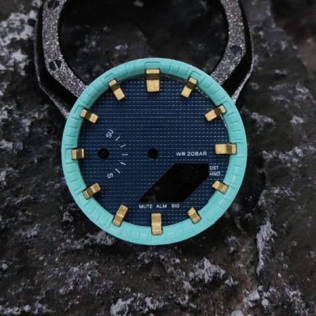 Ga2100 Dial Set Navy Blue Dial Gold Hour Marker Tiffany Blue Inner Bezel 