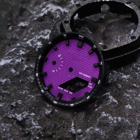 Ga2100 Dial Set Purple Embossed Dial Black With Grey Hour Marker